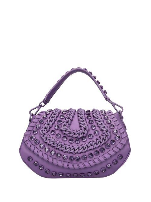 Borsa in ecopelle, strass e borchie LA CARRIE | ANDROMEDA MED.HAND BAGVIOLA